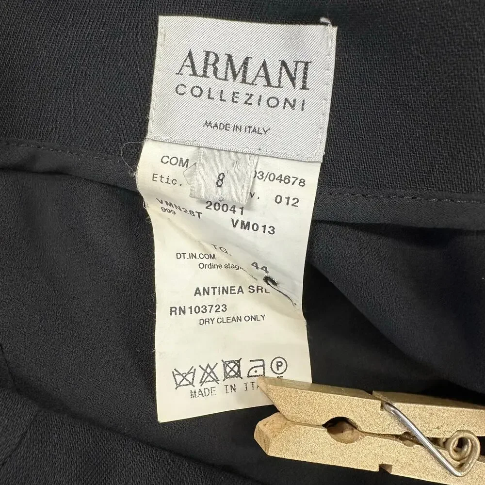 Vintage 90s Armani Collezioni Black Wool Pencil Skirt Embroidered lace Size 8‎